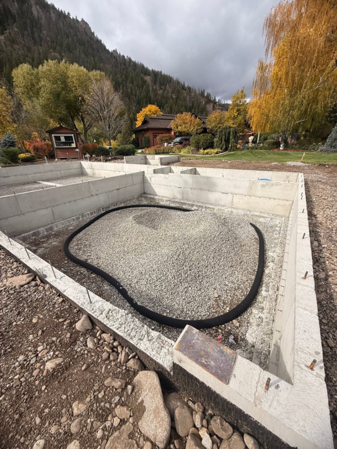 Concrete foundation on a Wood River Valley home site