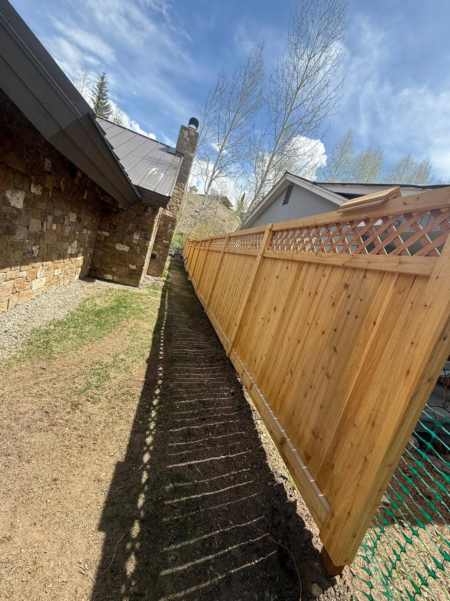 New cedar privacy fence with lattice top